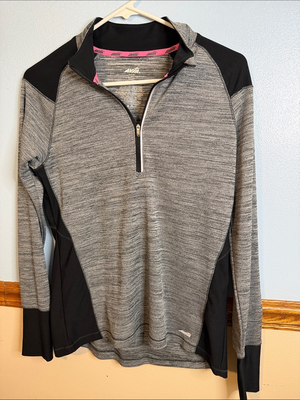 Avia Women's Quarter-Zip Performance Pullover Grey Space-Dye Black Size M